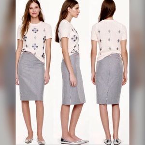 Jcrew Seersucker Pencil Skirt with Neon Piping